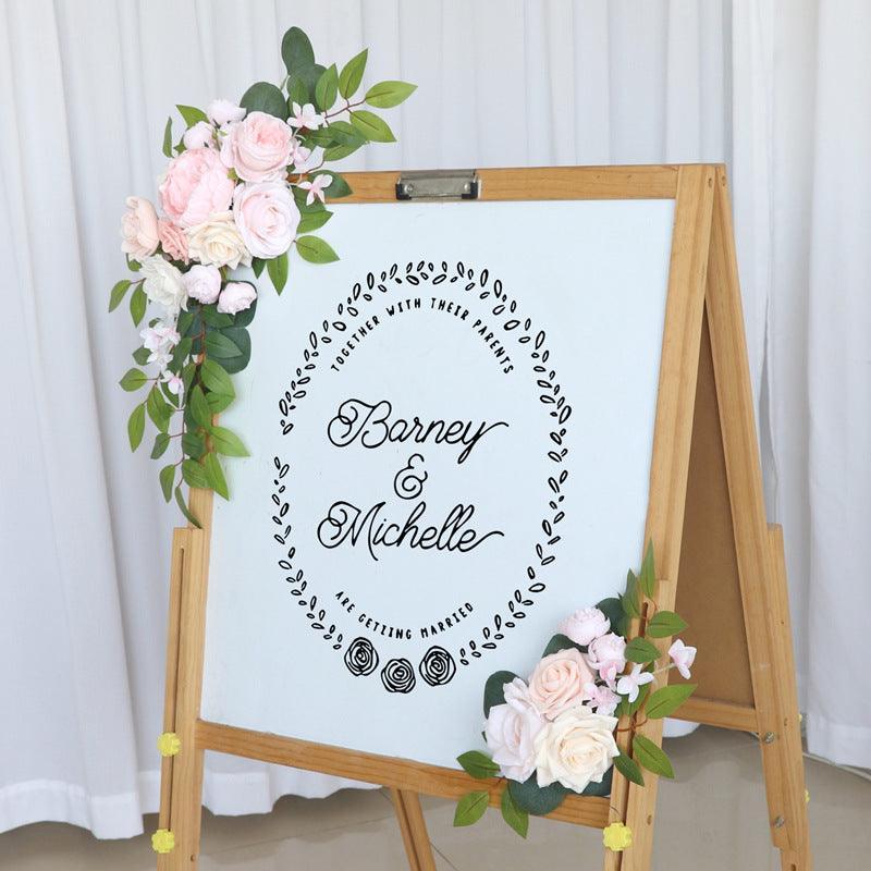 Wedding Arch Flower Imitation Pink Champagne Rose Welcome Sign Wedding Party - Uflower