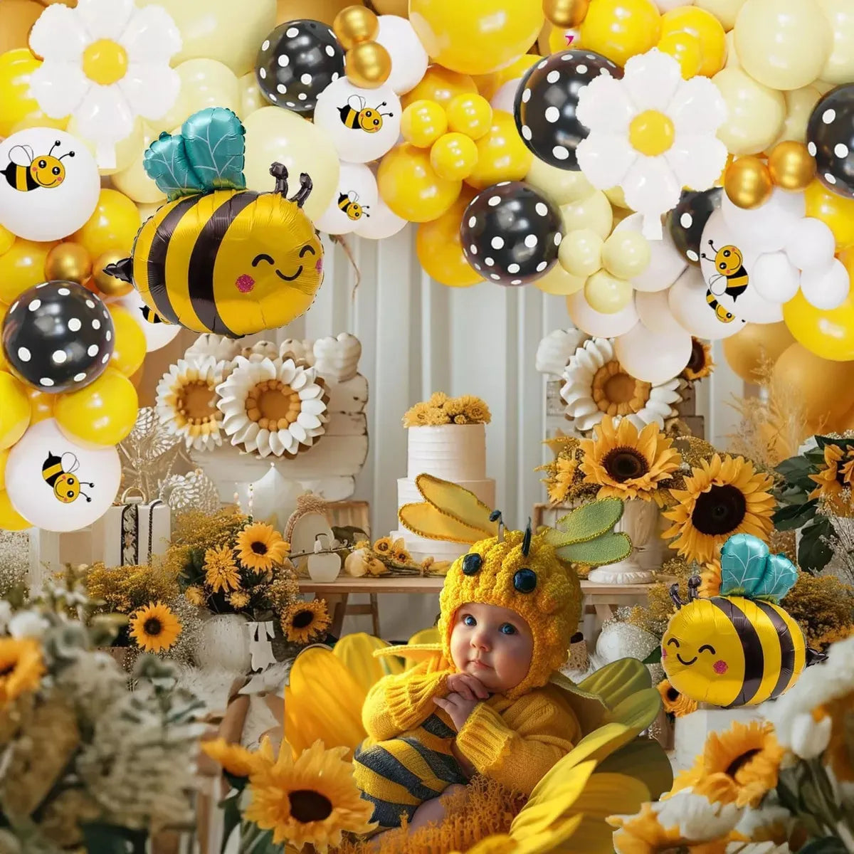 Uflower Bee & Daisy Balloon Set 6Pcs Birthday Party Decorations DD03194
