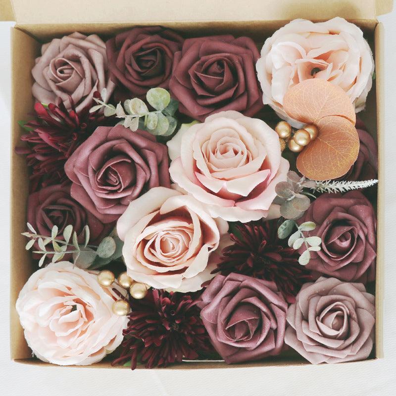 European style wedding simulation boxed flowers wedding birthday party handmade gift flower box Diy Home - Uflower