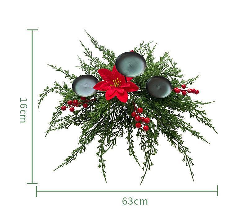 Simulation pine needle candlestick Christmas candle decorations holiday atmosphere scene decoration props ornaments - Uflower