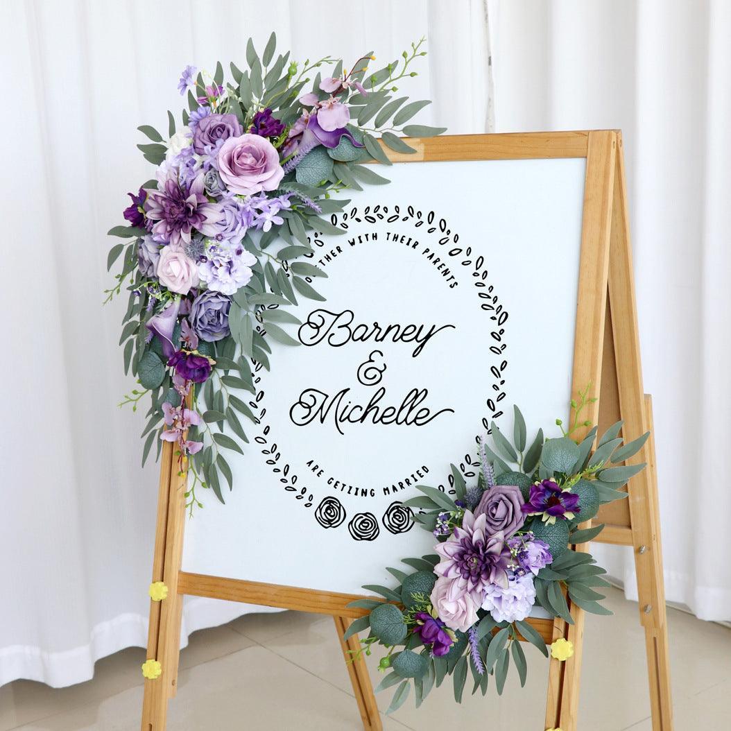 Wedding Arch Flower Simulation Lilac Purple Rose Welcome Sign Wedding Party - Uflower