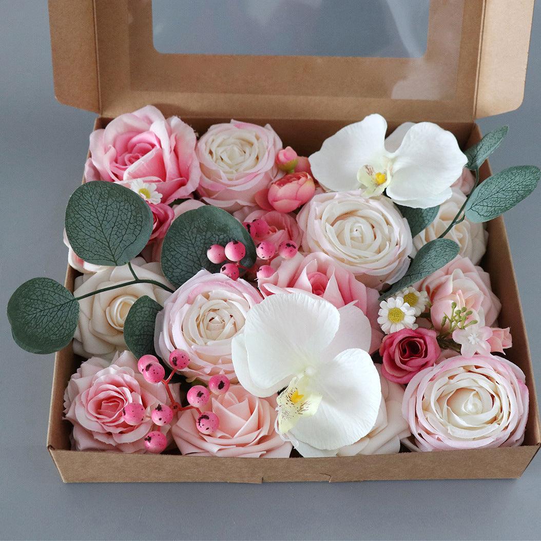 Simulation Boxed Flowers European Wedding Bridal Bouquet Diy Birthday Valentine's Day Gift Flower Box - Uflower