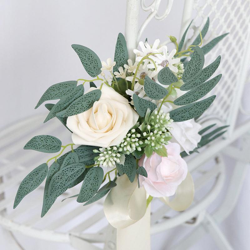 Simulated Huasen Series Outdoor Wedding Rose Willow Leaf Small Flower Bundle Chair Back Flower Decoration - Uflower