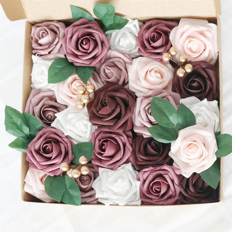 PE Rose Box Wedding Simulation Boxed Flowers Valentine's Day Birthday Gift Box Flowers Diy Home Flowers - Uflower