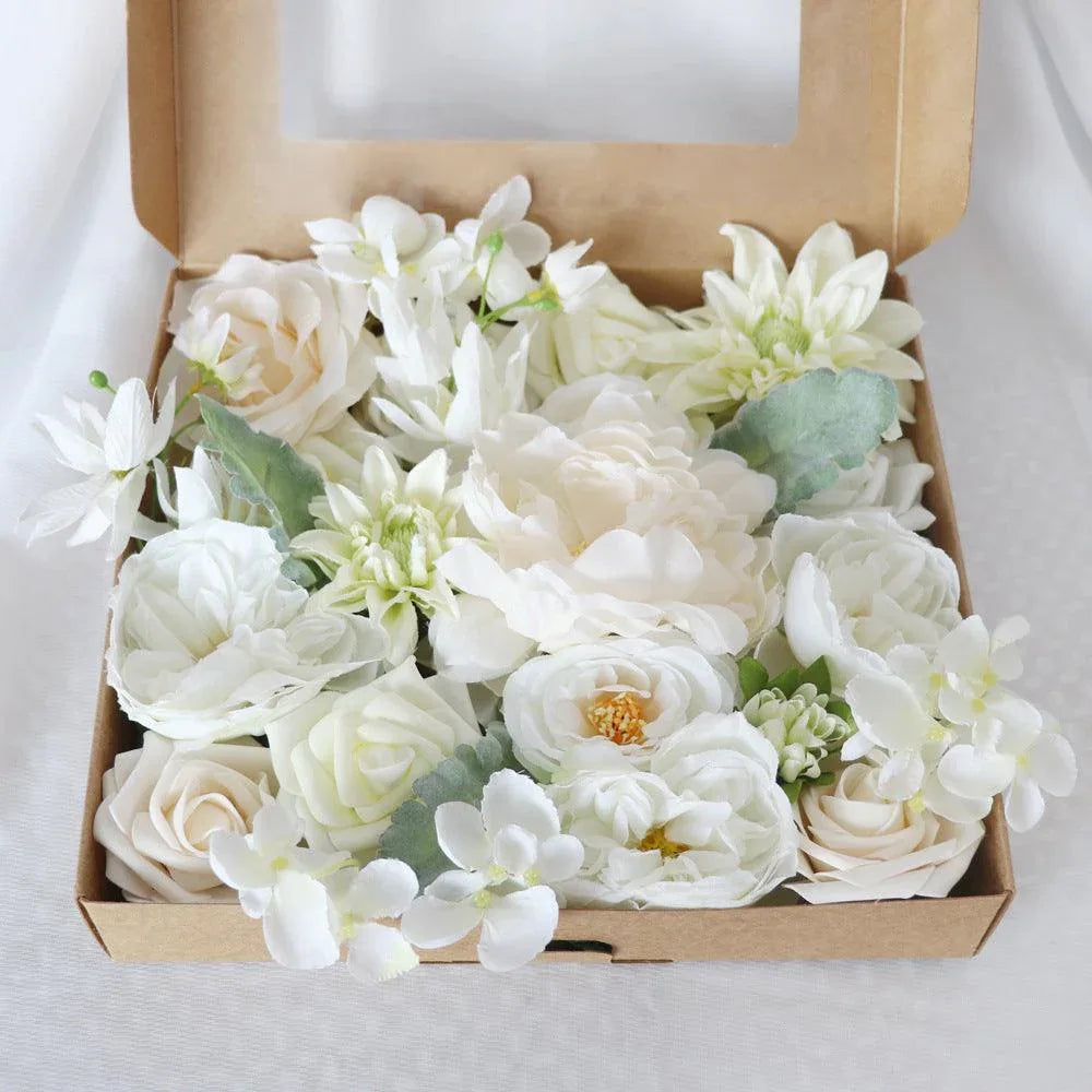 White Artificial Simulation Box Flower | Uflower - Uflower