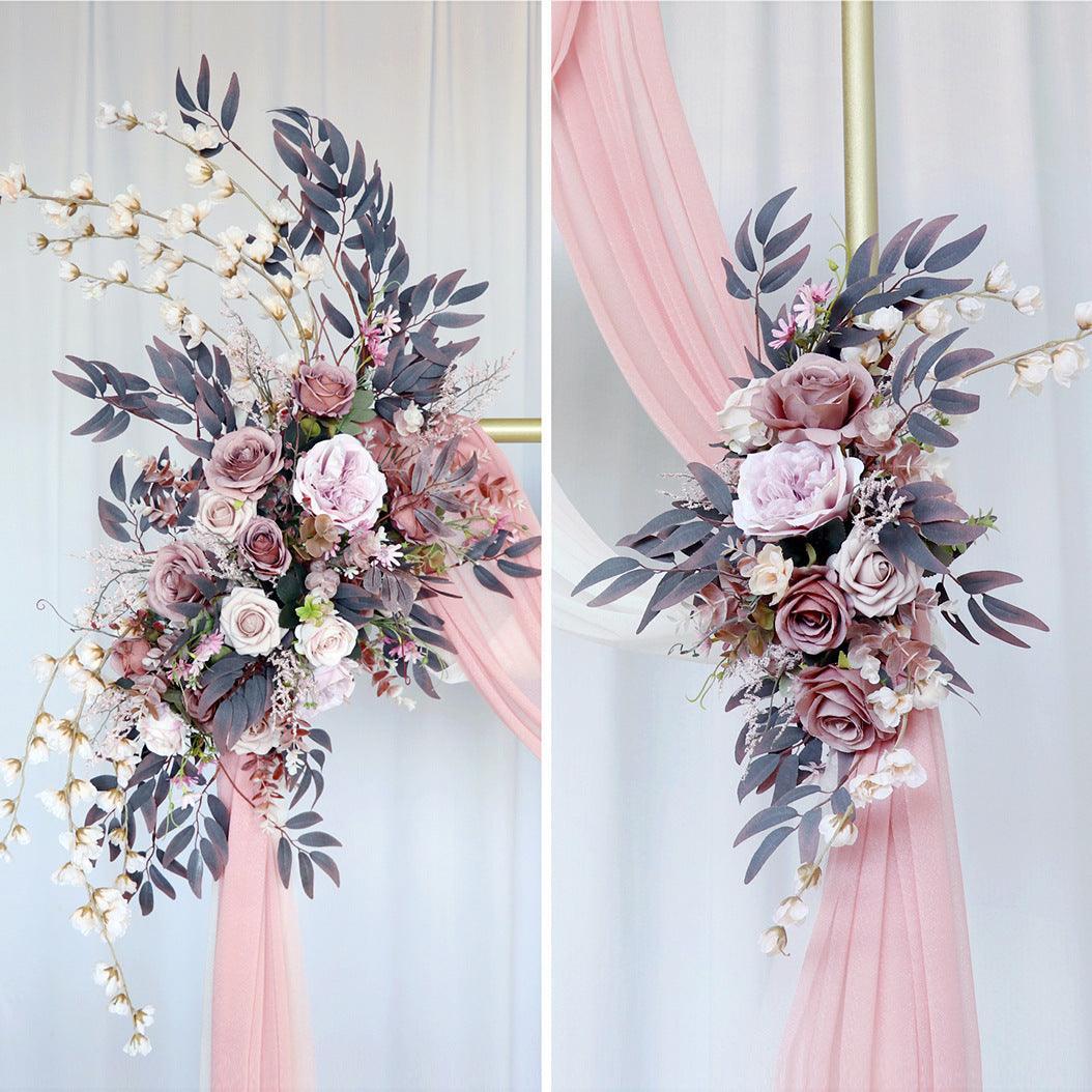 Simulated Arch Decoration Wedding Scene Welcome Sign Bean Paste Powder Grey White Flower Corner Flower Arrangement - Uflower