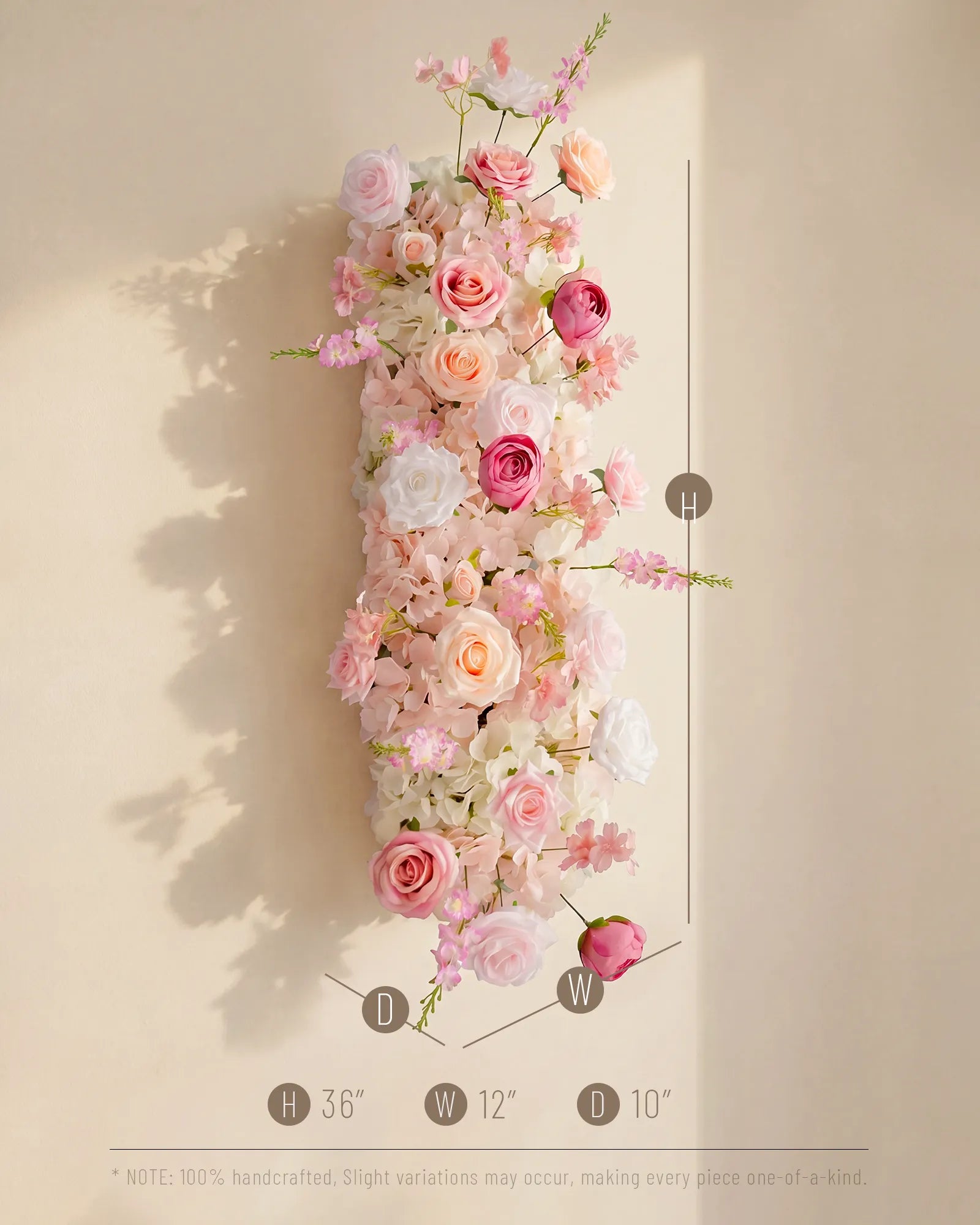 Uflower 100cm Pastel Pink & White Flower Row with Drapes MC89003-01
