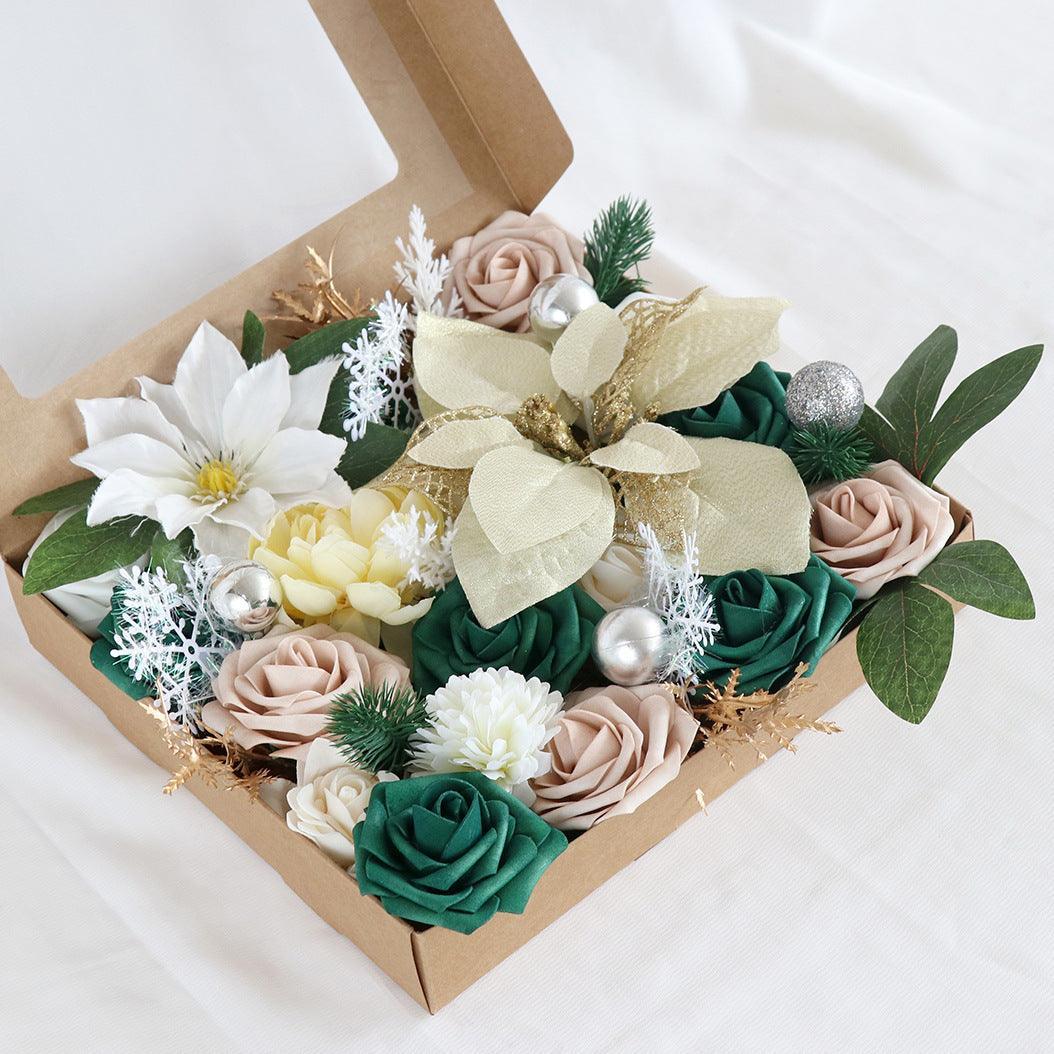 Simulation Flower Flower Box Holiday Christmas Tree Decoration Gift Box Flower Head With Rod DIY - Uflower