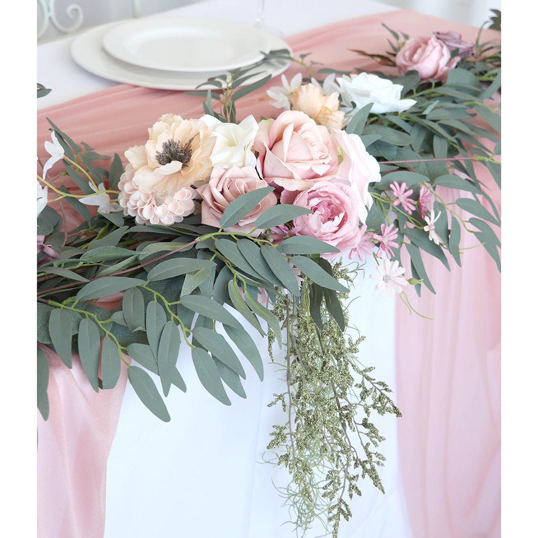 Simulated Rose Stripe Bean Paste Powder Hollow Grass Table Flower Rose Vine Wedding Decoration Background - Uflower
