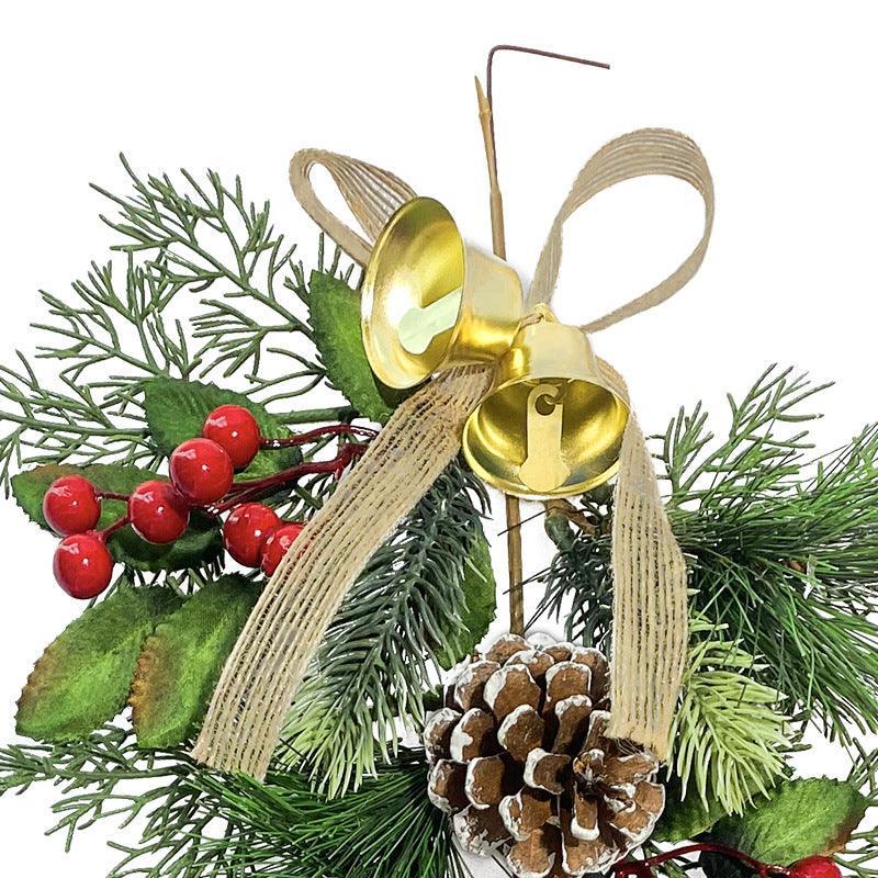 Simulation pine needle wall hanging Christmas bells colourful ball holiday atmosphere decoration artificial pine needle wall hanging - Uflower