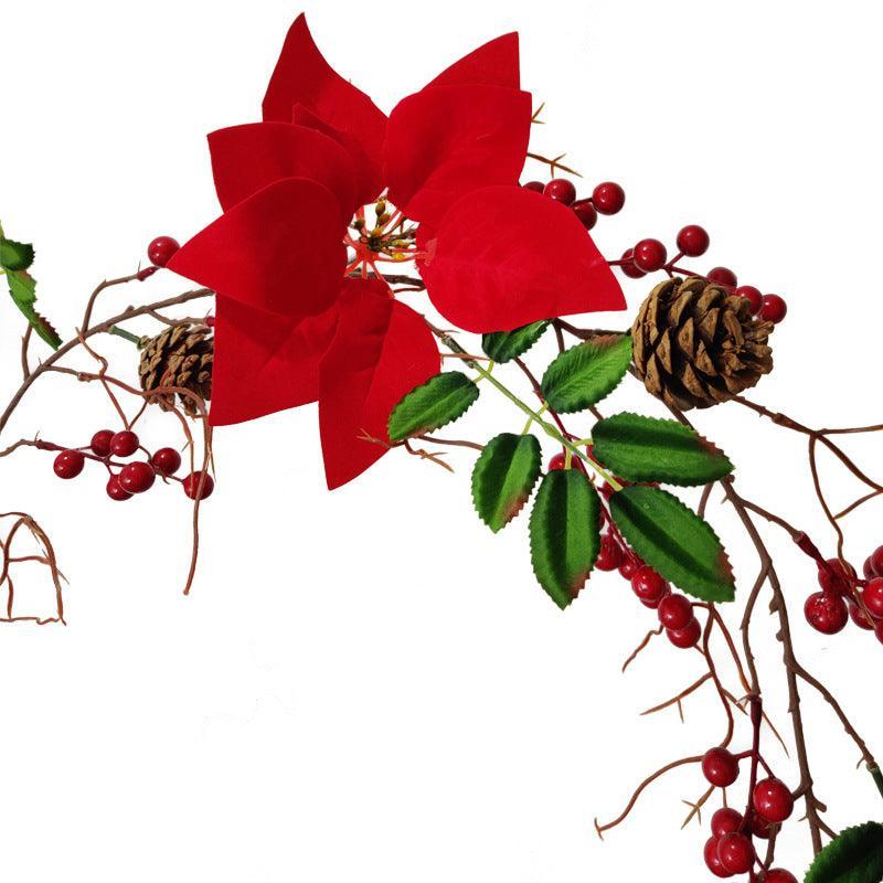 Artificial Christmas Flower Rattan Acacia Bean Red Fruit Pinecone Simulation Christmas Rattan - Uflower