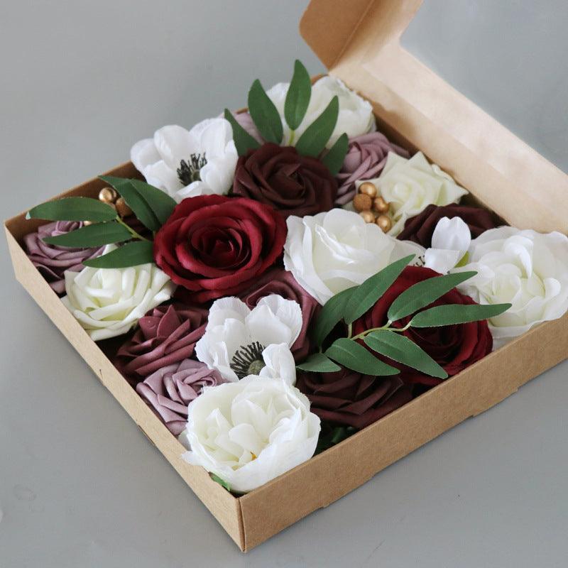 Boxed Flowers European Wedding Birthday Party Simulation Flower Gift Box Wedding Diy Bridal Hand Flower - Uflower