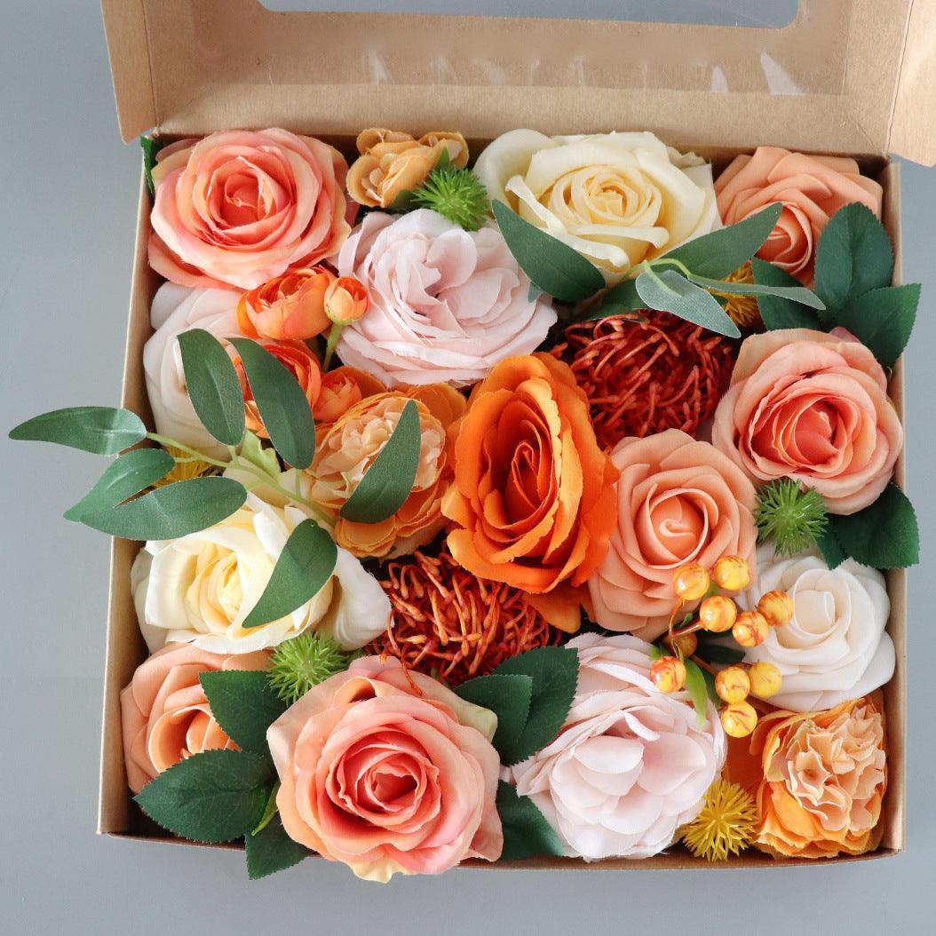 Simulation Silk Flowers Boxed Flowers Wedding Valentine's Day Diy Hand Bouquet Birthday Gift Box Flowers - Uflower