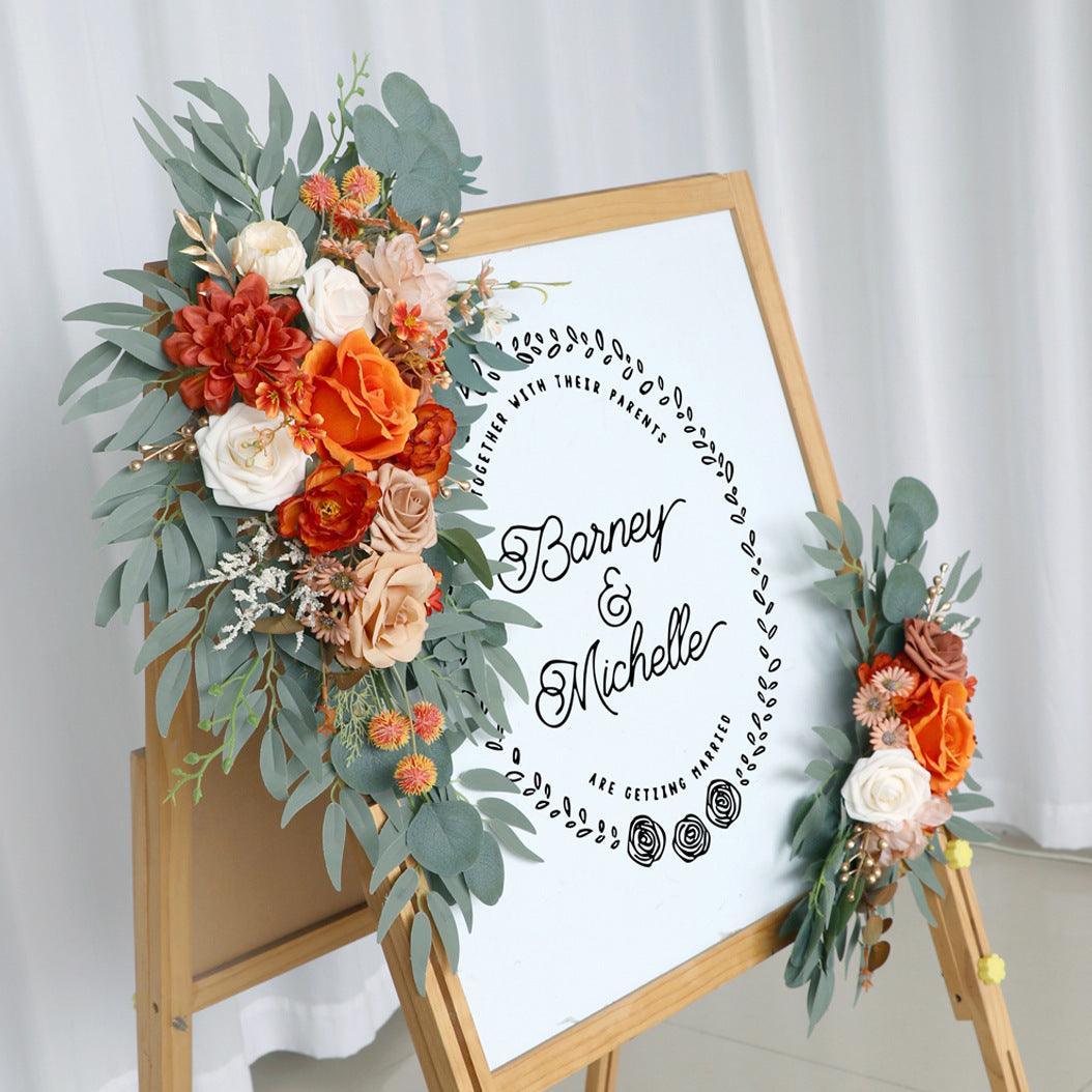 Simulated floral wedding welcome sign decoration corner flower props - Uflower