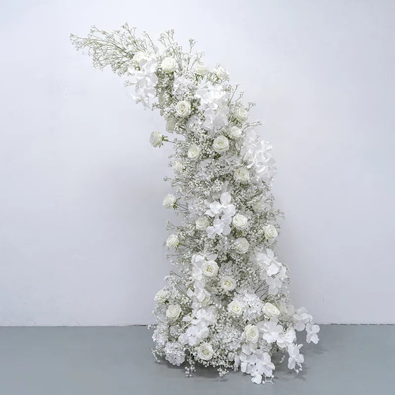 Uflower White Baby's Breath Floral Arrangement Horn Arch Wedding Backdrop Props SET80231