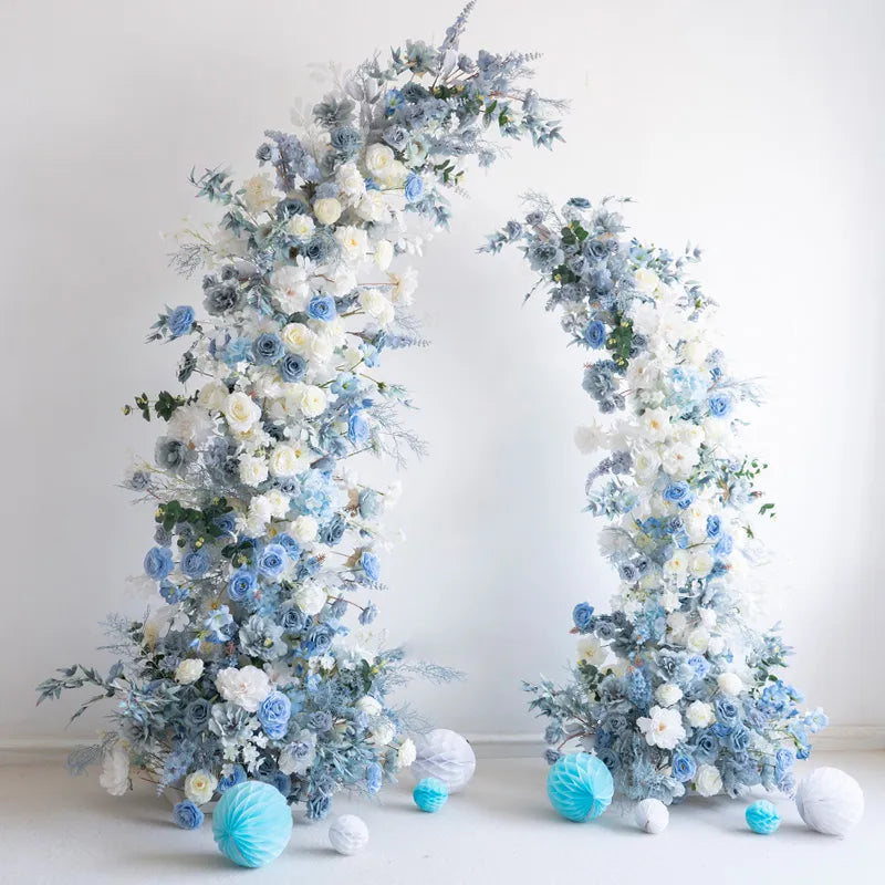 Uflower Blue Floral Arrangement Horn Arch Wedding Backdrop Props SET80135