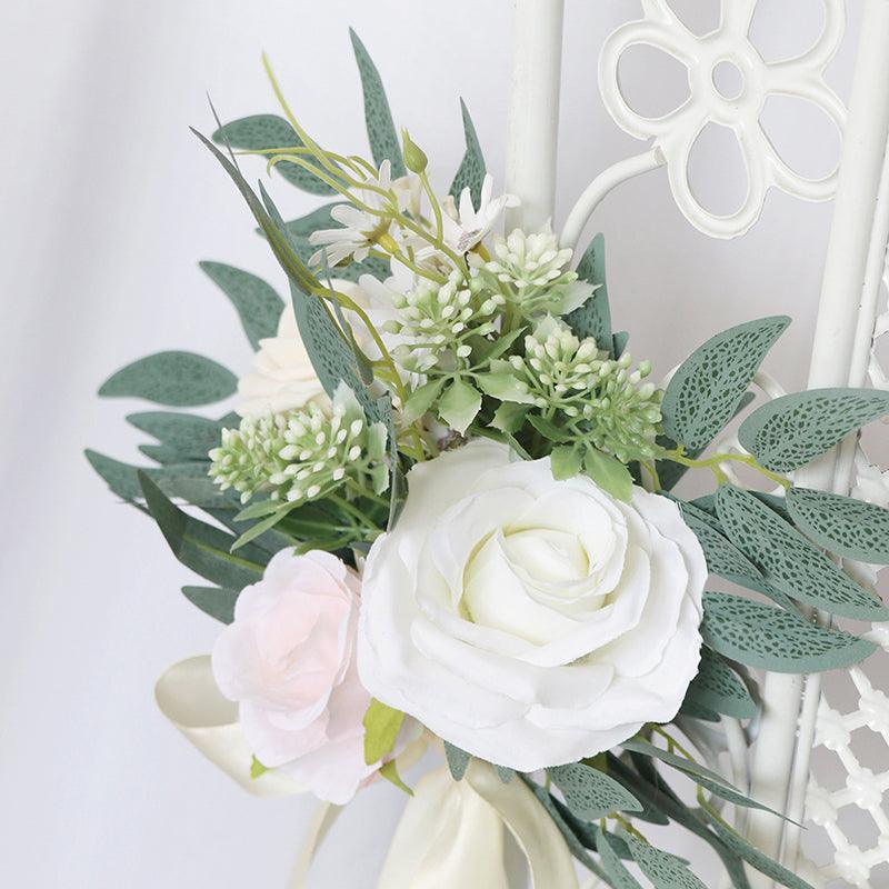 Simulated Huasen Series Outdoor Wedding Rose Willow Leaf Small Flower Bundle Chair Back Flower Decoration - Uflower