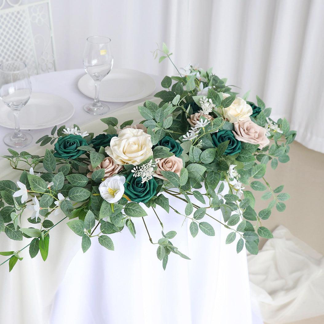 Dousha dark green table flower wedding decoration simulation flower banquet floral art - Uflower