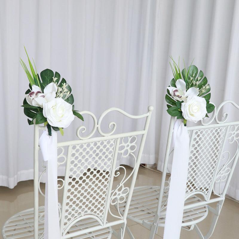 Simulated flower outdoor wedding chair back flower dance scene layout - Uflower