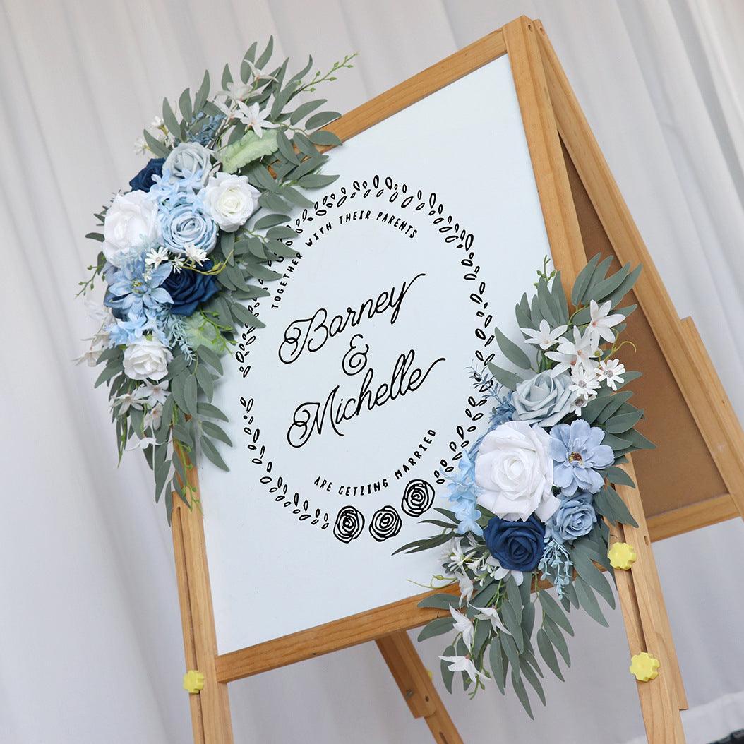 Wedding Arch Flower Simulation Haze Blue Rose Welcome Sign Wedding Party - Uflower