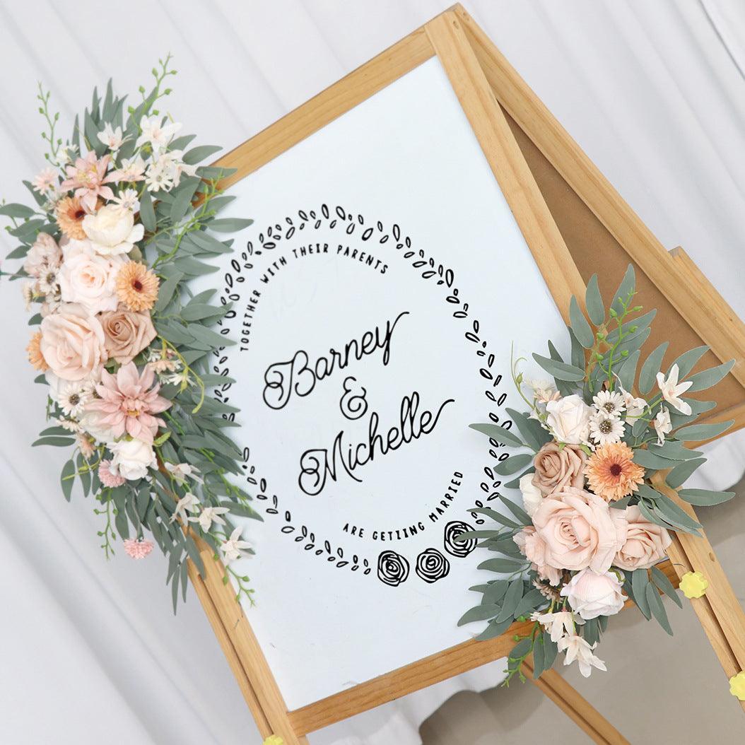 Simulated Champagne Flower Art Wedding Welcome Sign Decorative Corner Flower Props - Uflower