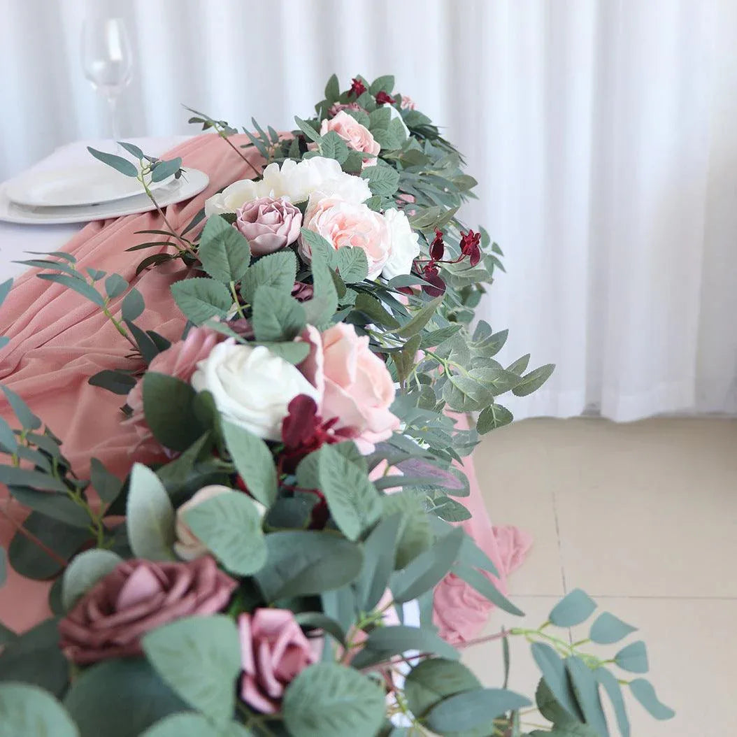 Simulated Rose Strip Pink White Bean Sand Pink Rose Vine Table Flower Vine Wedding Decoration Background - Uflower