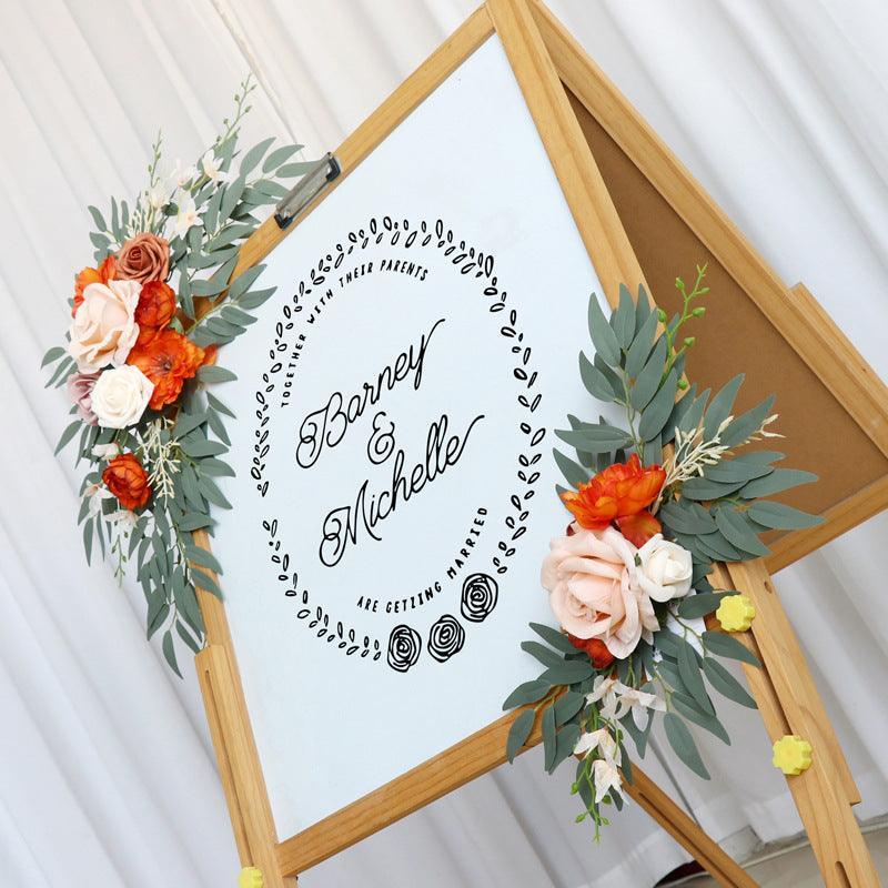 Wedding Arch Flower Imitation Champagne Orange Rose Welcome Sign Wedding Party - Uflower