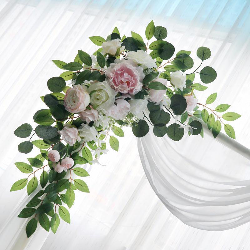 Simulation Rose Eucalyptus Arch Flower Forestry Outdoor Wedding Signing Table Corner Flower - Uflower