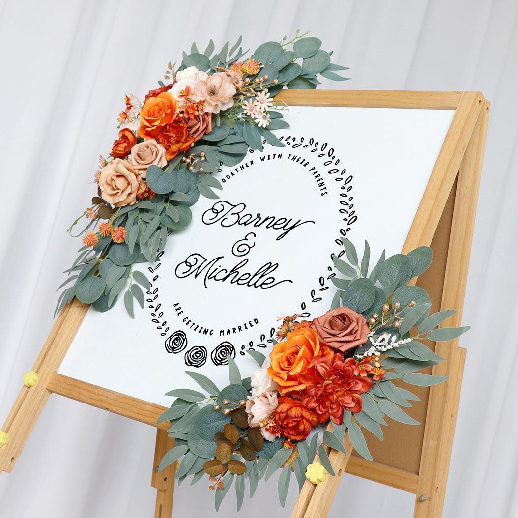 Simulated floral wedding welcome sign decoration corner flower props - Uflower