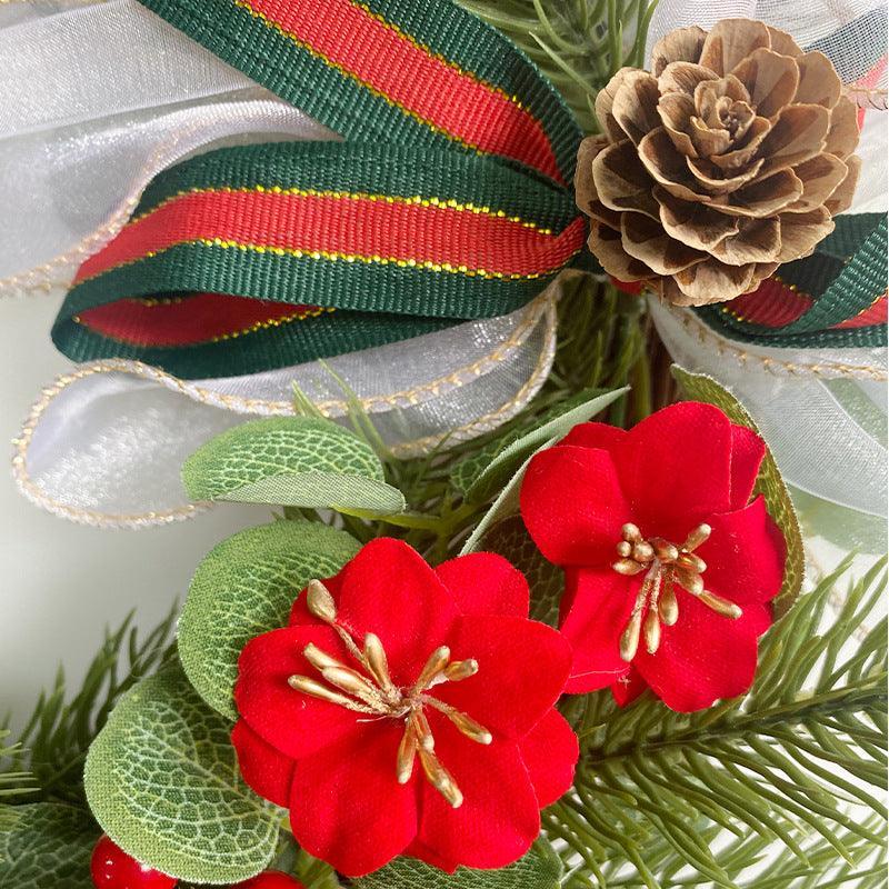 Simulation Pine Needle Wreath Christmas Flowers Money Leaves Greenery Wall Hanging Indoor Decoration - Uflower