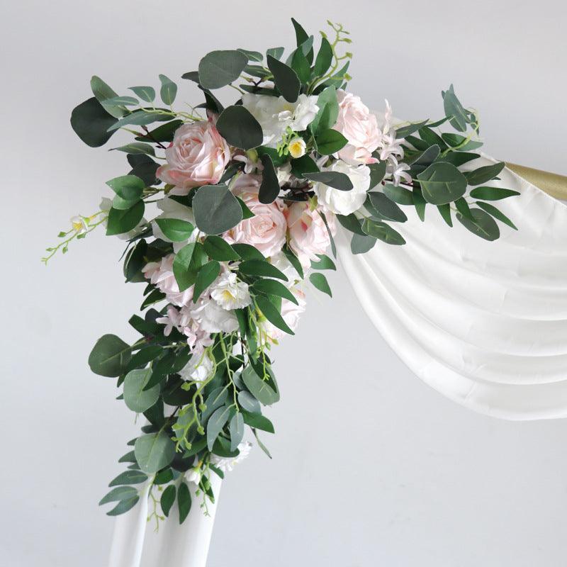 Pink White Rose Wedding Arch Hanging Corner Floral Decor - Uflower