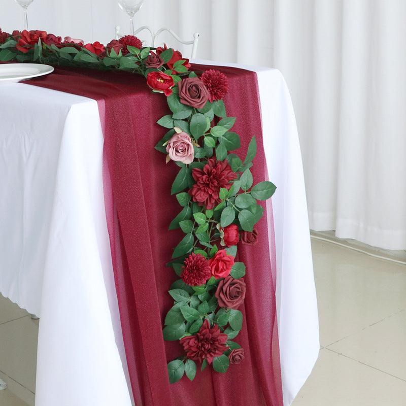 Simulated Rose Strip Wine Red Rose Table Flower Rose Vine Wedding Decoration Background - Uflower