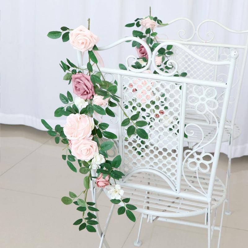 Simulated flower cane chair back flower wedding chair back flower decoration - Uflower