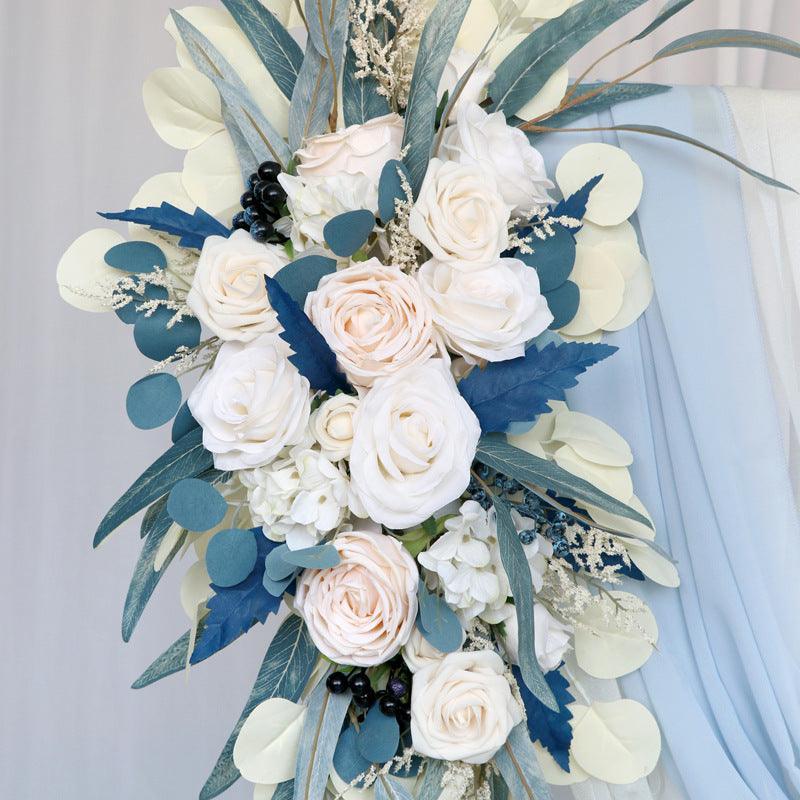 Champagne Eucalyptus Leaf Wedding Arch Hanging Corner Floral Decor - Uflower