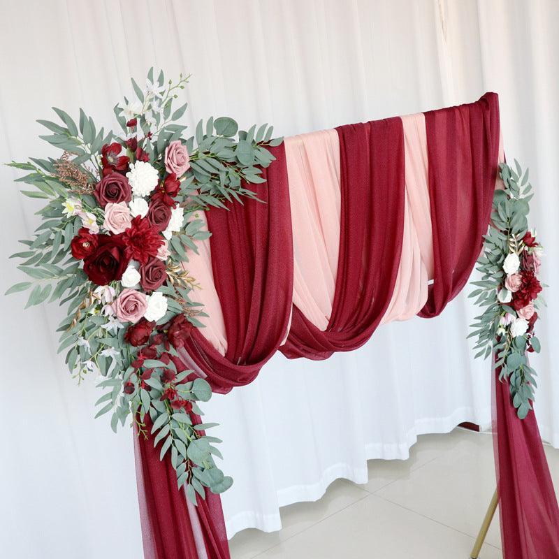 Claret Lotus Root pink Wedding Arch Hanging Corner Floral Decor - Uflower