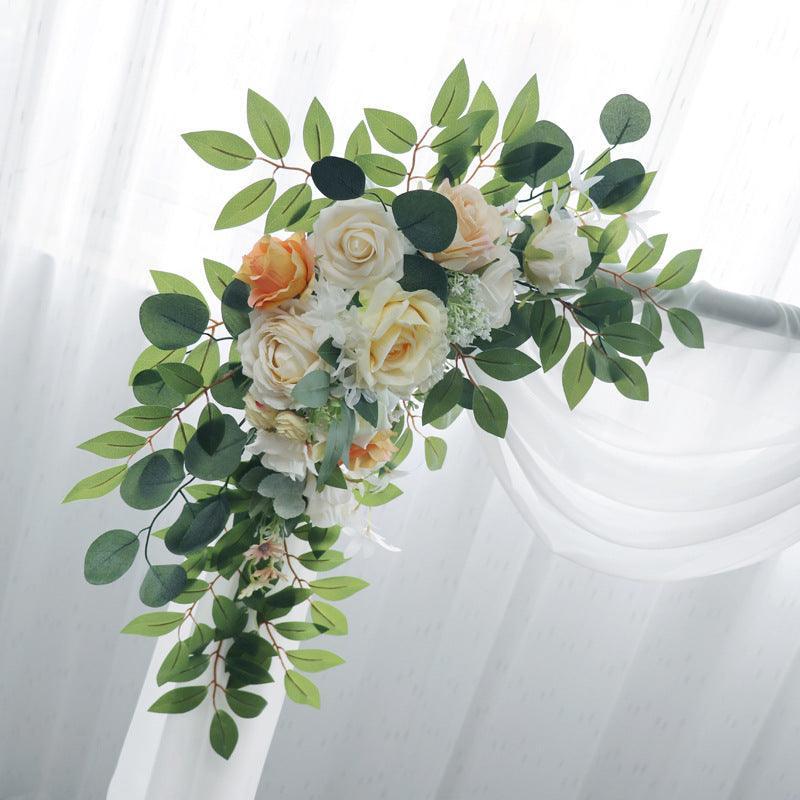 Light Orange White Wedding Arch Corner Flower Decor - Uflower