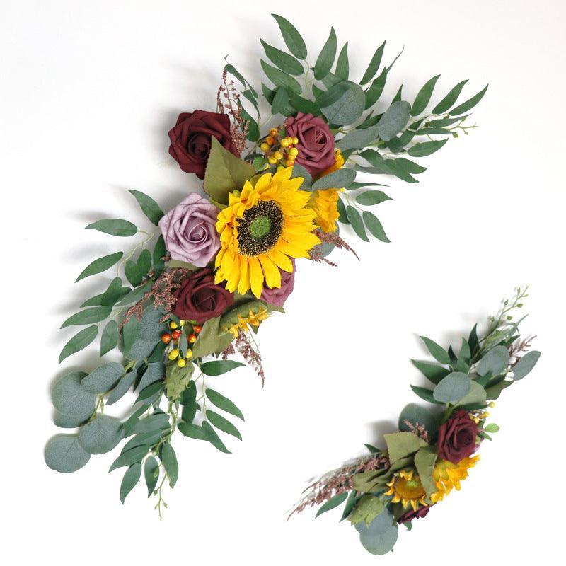 Sunflowers Rustic Wedding Arch Hanging Corner Floral Decor - Uflower