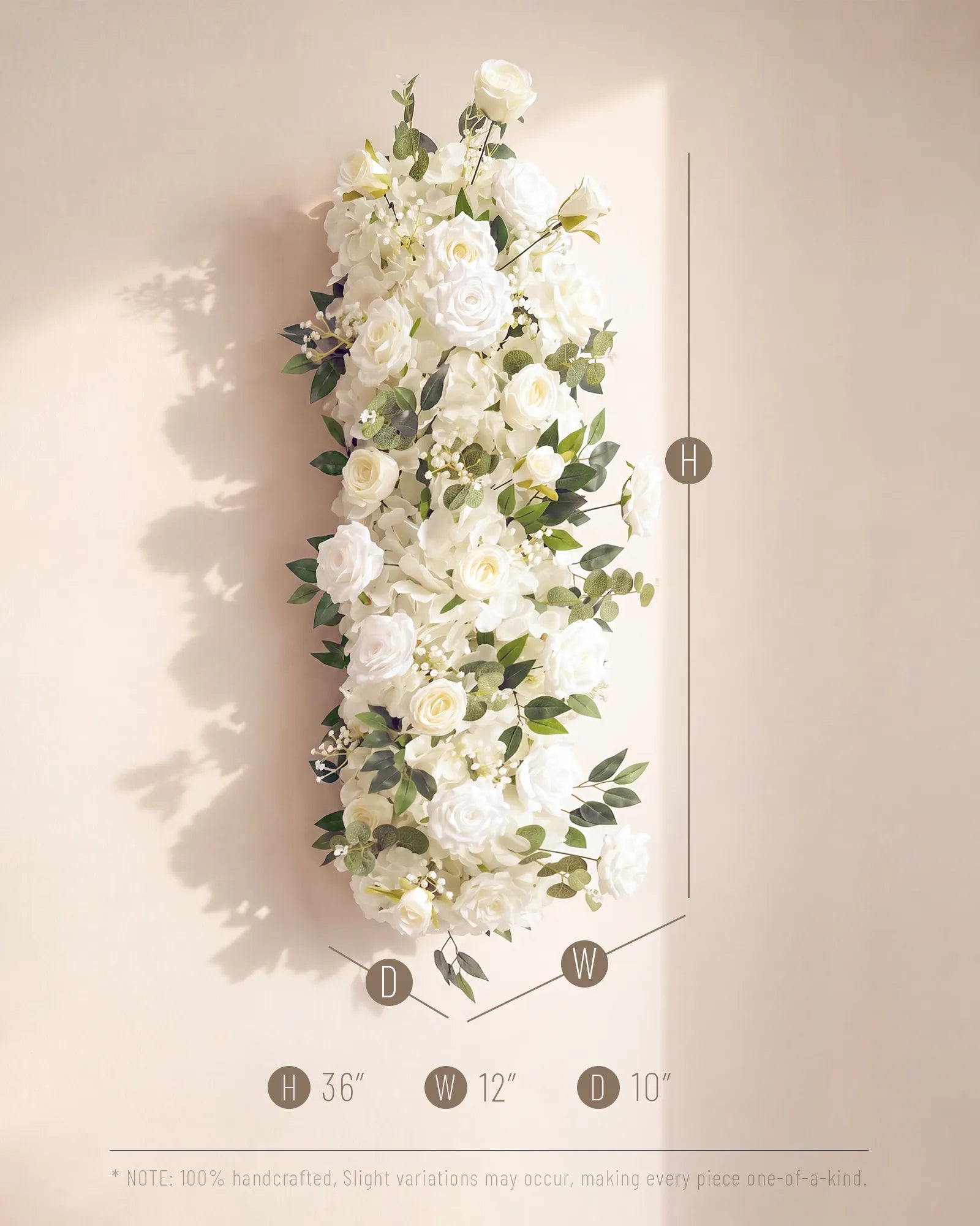 Uflower 100cm White Rose Greenery Flower Row with Drapes MC89004-01