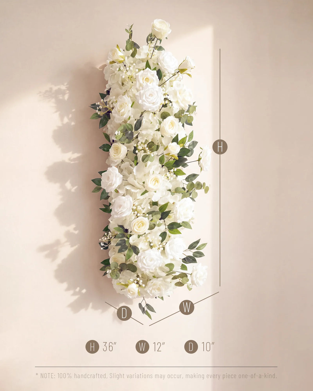 Uflower 100cm White Rose Greenery Flower Row with Drapes MC89004-01