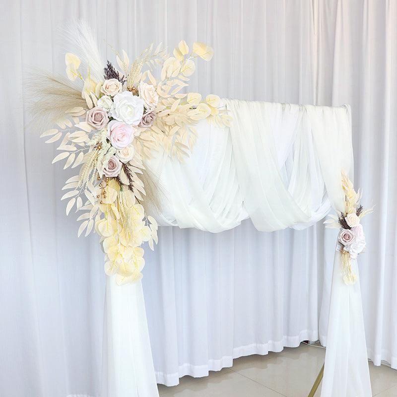 Simulated Arch Decoration Wedding Scene Welcome Sign Beige White Corner Flower Arrangement - Uflower