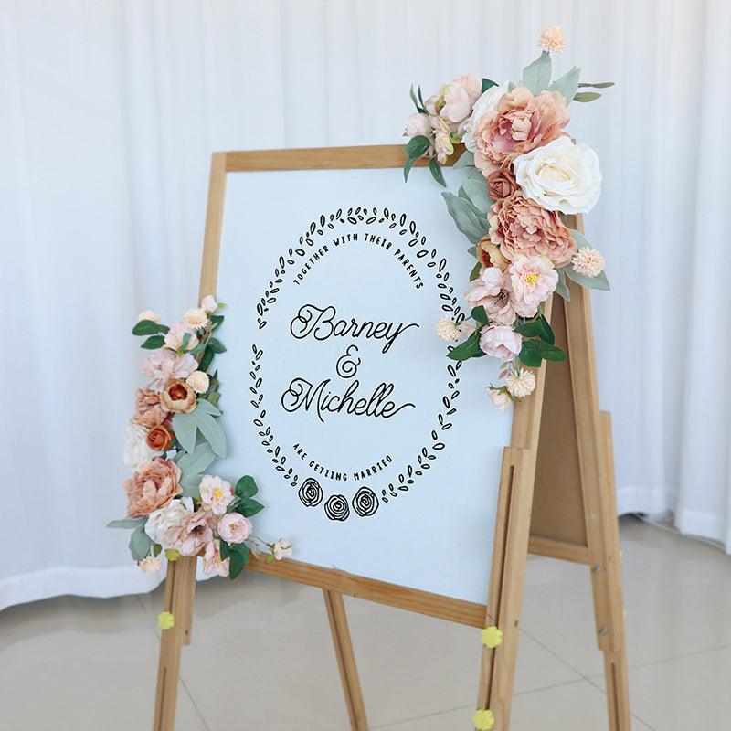 Wedding Welcome Sign Caramel Champagne Sign Floral Props - Uflower