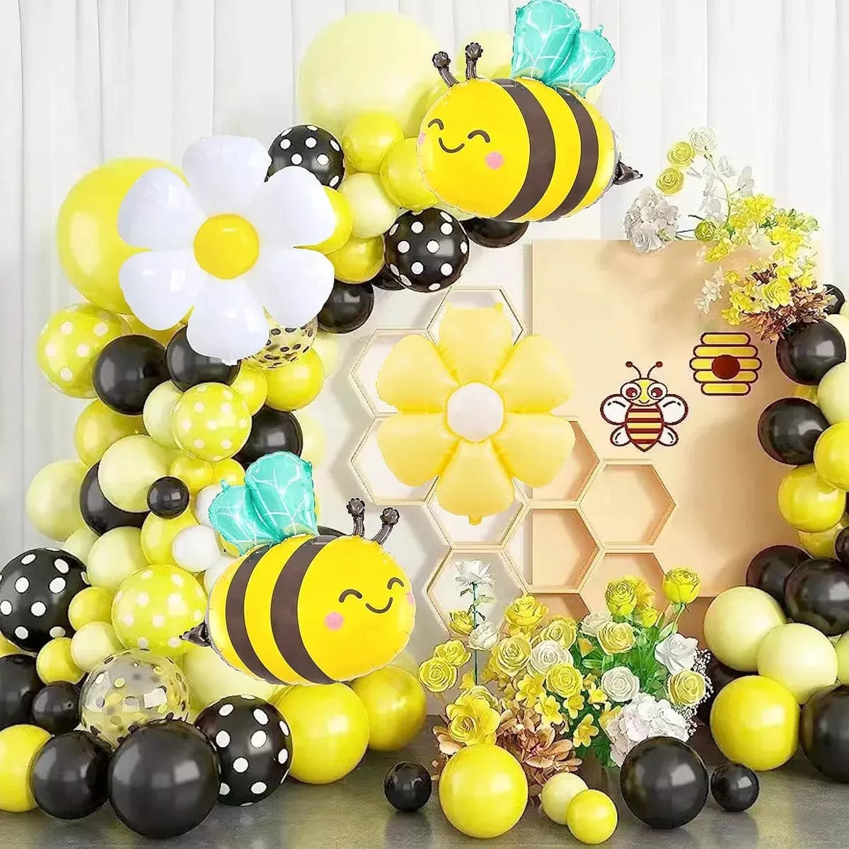 Uflower Bee & Daisy Balloon Set 6Pcs Birthday Party Decorations DD03194