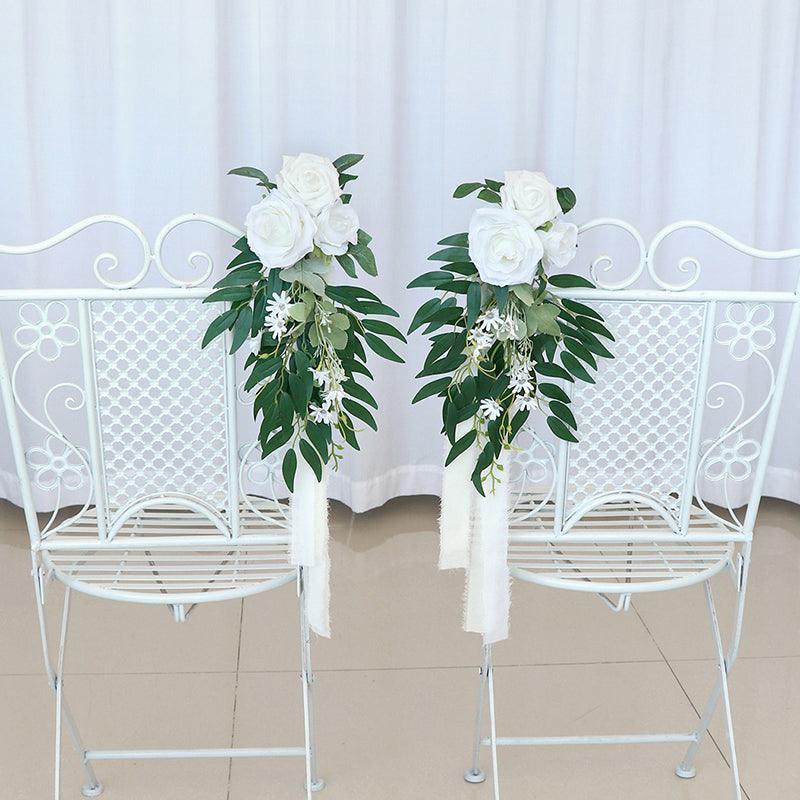 Simulated Huasen Series Outdoor Wedding Rose Willow Leaf Chair Back Flower Decoration - Uflower