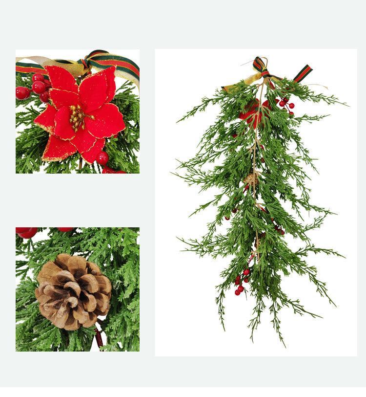 Simulation Christmas Door Decorations European and American Home Wall Decorations Greenery Pine Needle Christmas Hanging - Uflower