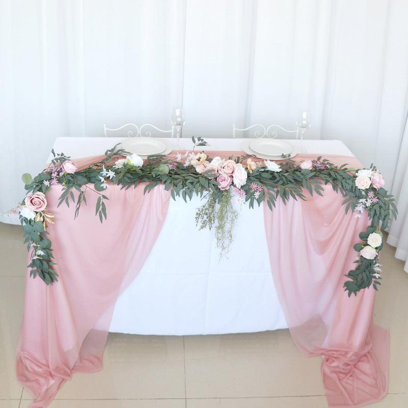 Simulated Rose Stripe Bean Paste Powder Hollow Grass Table Flower Rose Vine Wedding Decoration Background - Uflower