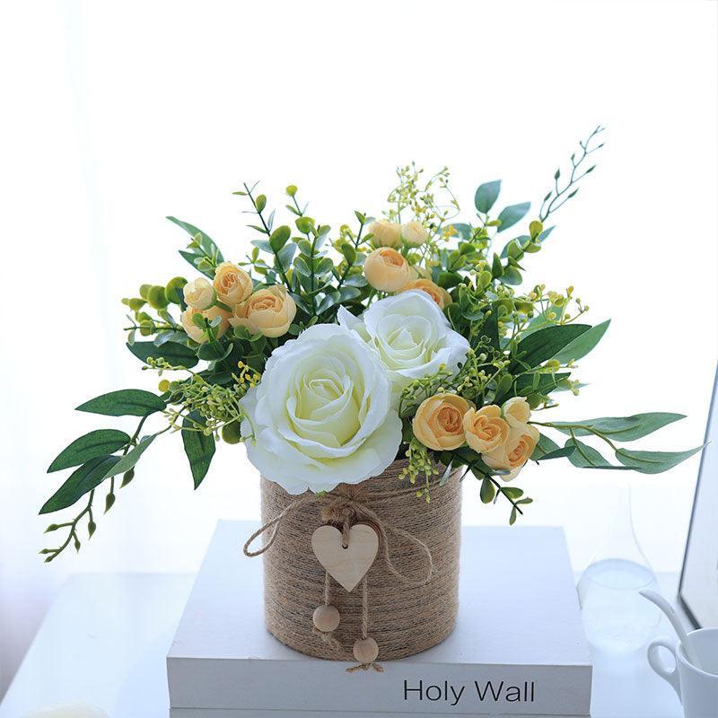 Simulation Floral Art Twine Handmade Flower Vessel Dining Room Living Room Greenery Arrangement - Uflower