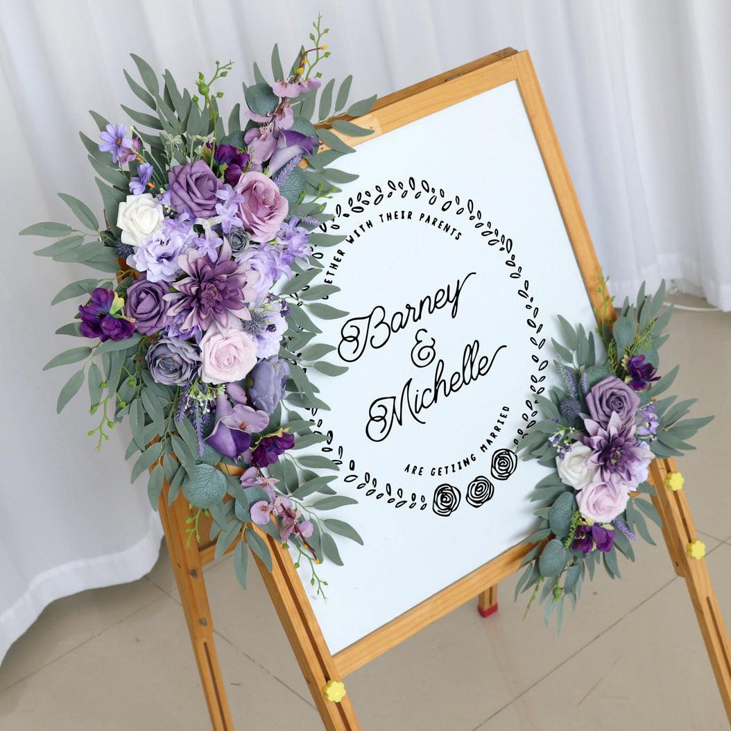 Wedding Arch Flower Simulation Lilac Purple Rose Welcome Sign Wedding Party - Uflower