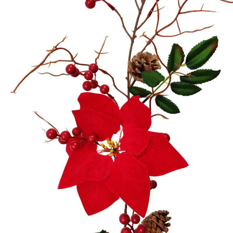 Artificial Christmas Flower Rattan Acacia Bean Red Fruit Pinecone Simulation Christmas Rattan - Uflower