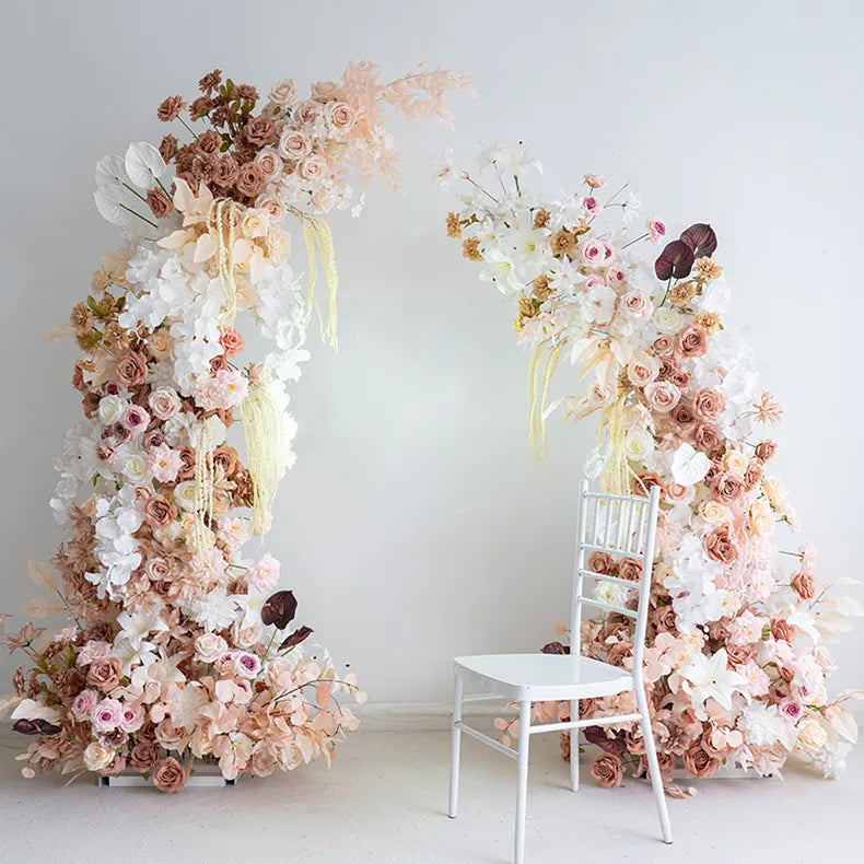 Uflower Brown Floral Arrangement Horn Arch Wedding Backdrop Props SET80222-01