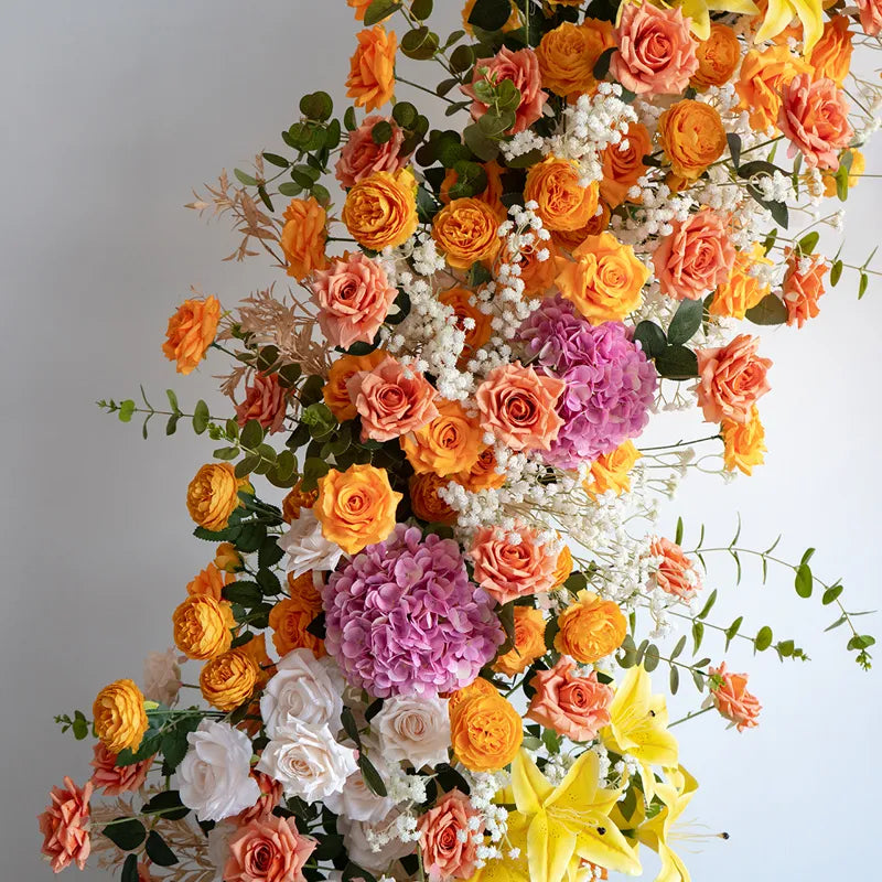 Uflower Orange Horn Arch Floral Arrangement Wedding Backdrop Props SET80139